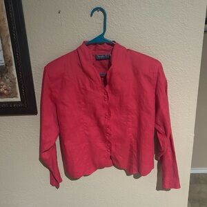 Vintage Harold’s 100% Linen Blazer Women’s Size 8 Pink Button Front Jacket